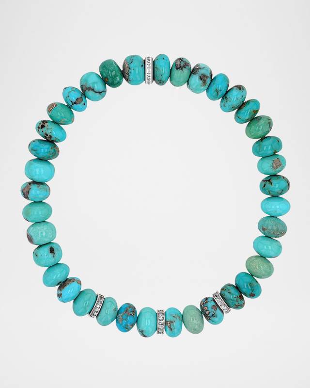 Sterling Silver Rondelle and Turquoise Bead Bracelet